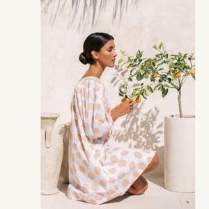 Piyama “Claire” lounge dress in Caramel Large Dot